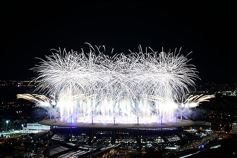 Fireworks signal the end of the 2024 Summer Olympics closing ceremony